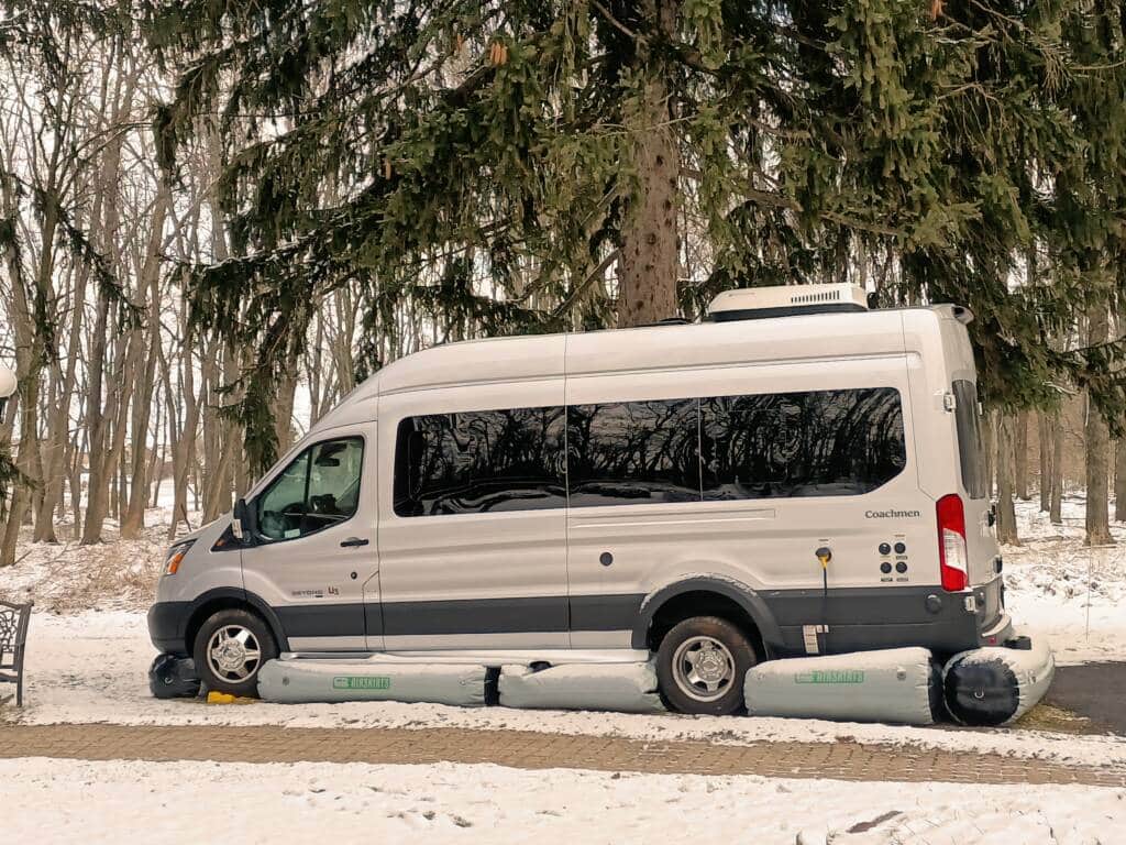 class v camper van skirting side view