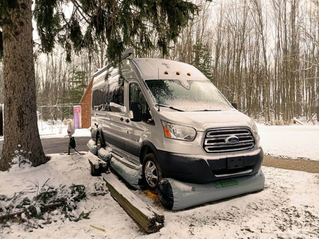 class b van skirting in snowy weather